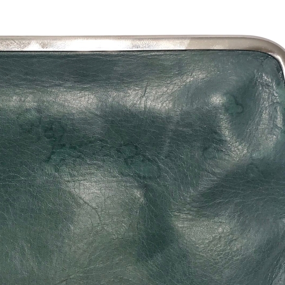 Hobo Vintage Hide Collection Lauren Double Frame Clutch Green Wallet. - Picture 9 of 16